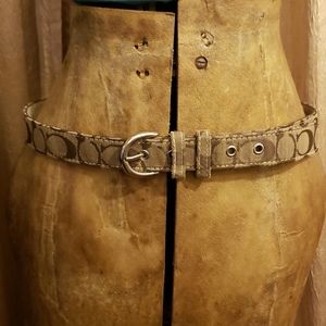 Coach Signature Womens Belt in Khaki Brown